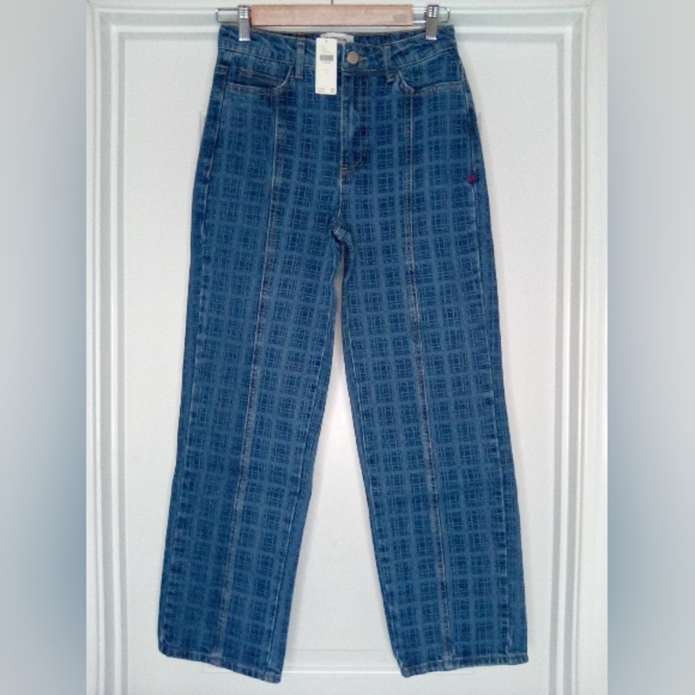 Damson Madder Tovie Mid Rise Straight Leg Laser Check Jeans Sz. 4 - Picture 7 of 16
